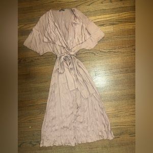 ZARA midi wrap dress size M pink/mauve color